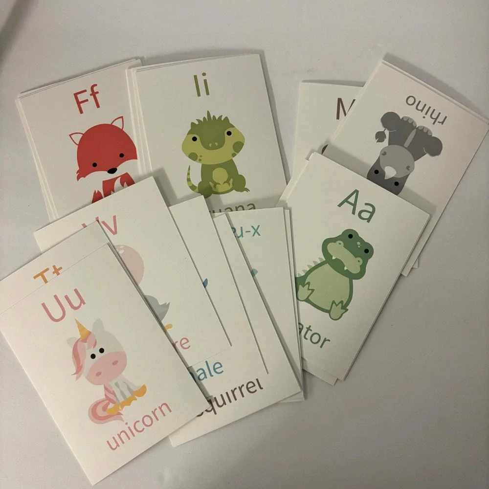 Animal Alphabet Flash Cards ABC Learning Set 26 Cards Toddler Preschool 4x6